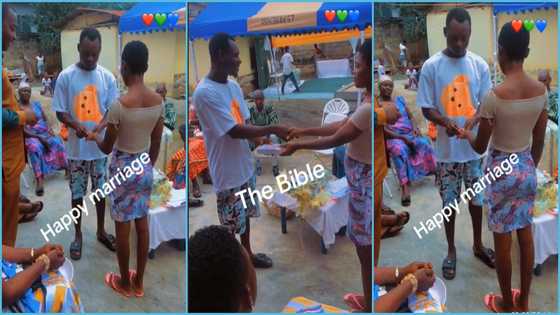 Ghanaian couple's simple and affordable wedding goes viral, peeps react