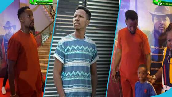 Aaron Adatsi looks all grown up as he attends movie premiere with young son