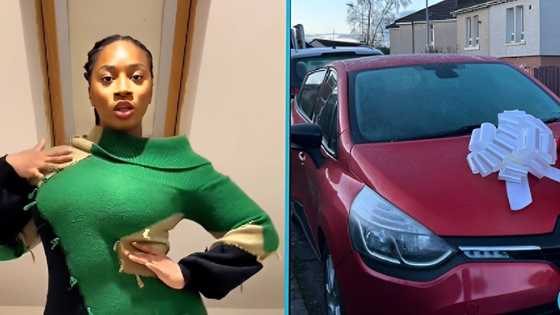 Ghanaian lady celebrates on social media after buying her first car aged 20