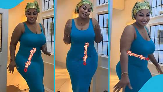 Empress Gifty excited as she admires her figure after embarking on a weight loss journey