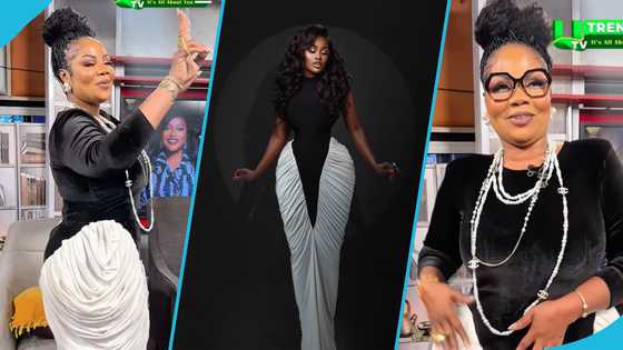 Empress Gifty wows fans with youthful look in ruched dress and beautiful braids