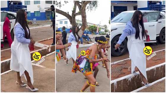 Jackie Appiah given warm welcome at Labone SHS, video shows students shouting her name