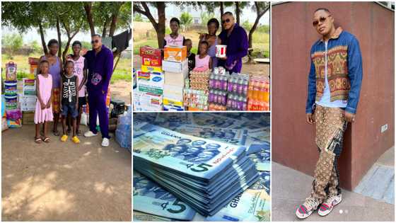 David Deuces: Inna Real Life CEO presents food items and GH¢6k to blind mom of 3, photos stir emotions