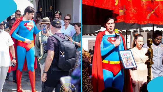 Superman Tall Clark bows and presents a gift to Otumfuo at Akwasidae festival