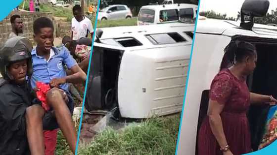 Wednesday accident: Student among 8 injured after 'trotro' overturns on Kasoa-Mallam highway