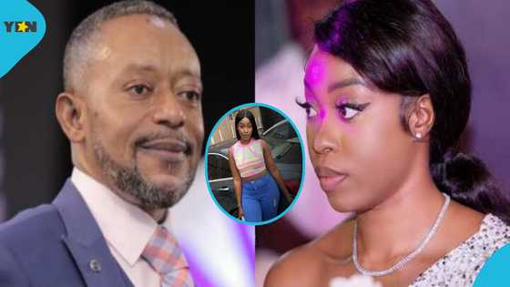 Owusu Bempah's 1st daughter shows cute belly as she poses beside posh Benz, photos stir reactions