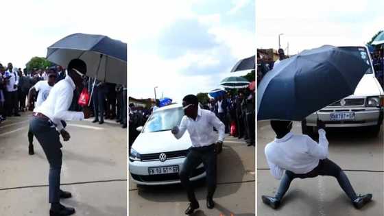 Energetic schoolboy shows off impressive dance moves in front of moving cars; impresses many