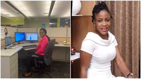 Lady gets good job in Canada months after leaving Nigeria, celebrates with nice office picture