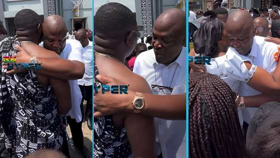 Ibrahim Mahama commiserates with John Dumelo and his family at his late father's funeral service