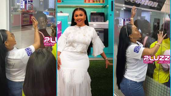 McBrown directs her fans to get the perfect selfie with her standing behind a glass, video trends