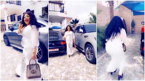 Agradaa shows off cars, sings and dances to Czar and Ofori Amponsah's 'Araba Lawson' in video