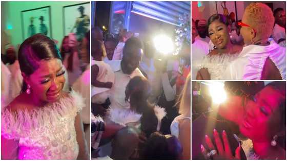 Mercy Johnson breaks down in tears, kneels to thank hubby as he throws surprise b'day party for her