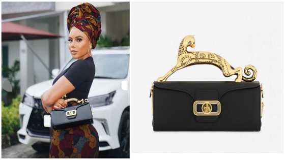 Nancy Isime copies Jackie Appiah as she styles her elegant African print dress with a GH¢37,300 Lanvin bag