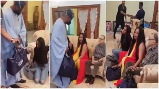 Davido's billionaire father presents bags of cash to in-laws during wedding introduction