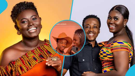 Afua Asantewaa Singathon's husband causes a stir as he rocks his wife's outfit for a video shoot