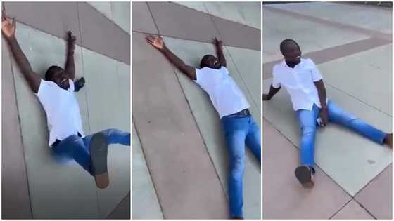 Happy young man rolls on the ground to celebrate as he 'japa' & lands in Canada