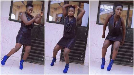 Beautiful lady on TikTok shows off confident dance moves in thick heels; video leaves netizen dizzy