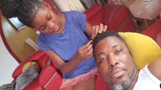 Akua my hairdresser - A Plus drops video bonding with his daughter as he flaunts his 'rich' living room