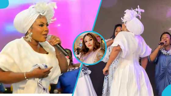 Empress Gifty jubilates after Agradaa's conviction, raises shoulders in triumph during performance, video