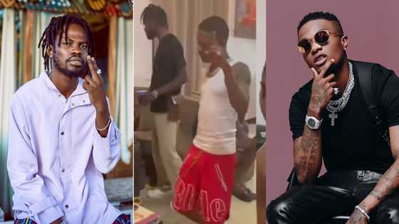 Fameye on cloud 9 as Wizkid sings his song after meeting him for the 1st time; shares exciting video