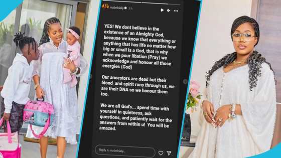 Mzbel reacts as Ghanaians chastise her son Adepa for denouncing God in video: "Yes, we don't believe in God"