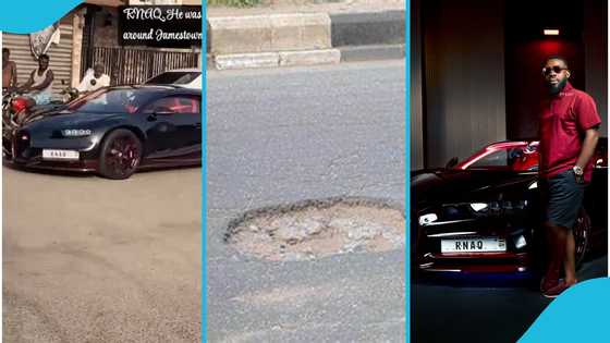 Richard Nii Quaye drives Bugatti on poor James Town road
