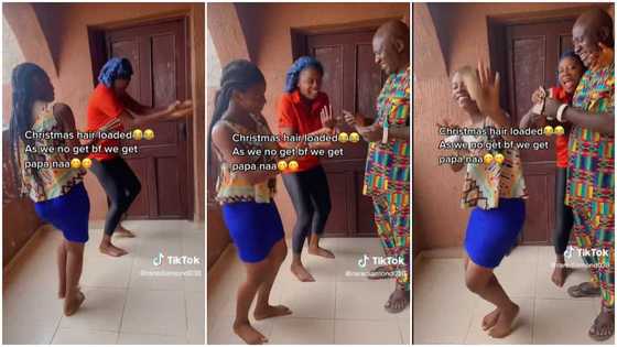 "No boyfriend": 2 ladies make dad happy, dance in front of him, he gives them Christmas hair money