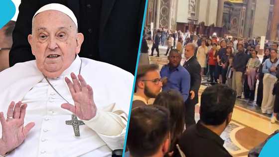 African man shouts after being stopped from paying his last respects to Pope Francis, video trends