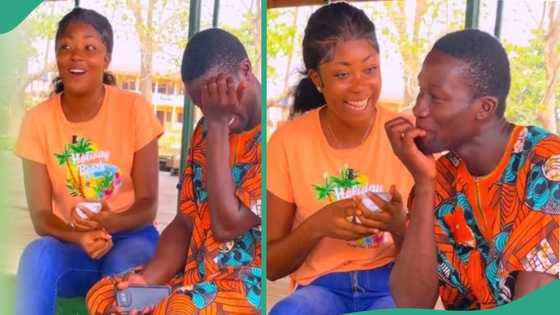 Touching video as man cries as pretty lady toasts him: "Why man go dey blush?"