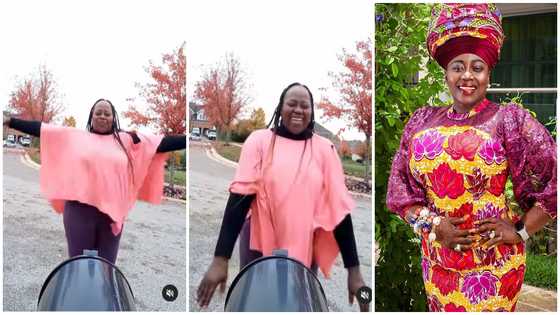Akumaa Mama Zimbi captured in video playing ampe in cold weather abroad, says she loves it