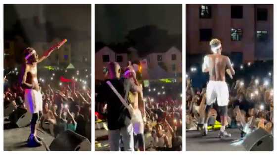 Shatta Wale storms Pent Hall Week with expensive diamond and gold mic, video drives fans crazy