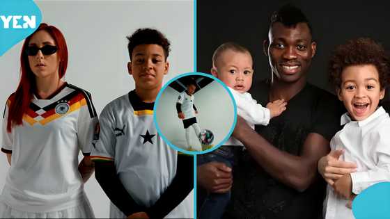 Christian Atsu's 1st son wears Ghana jersey as he features in video for his mum's World Cup song, fans react