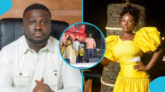 Dr Frank Amoakohene leads worship at Odehyieba Priscilla's concert in Kumasi, gets sprayed with cash