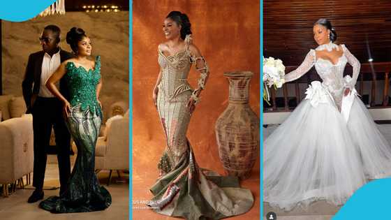Empress Jamila wows Ghanaians with her starfish-inspired one-hand corseted kente gown for her wedding