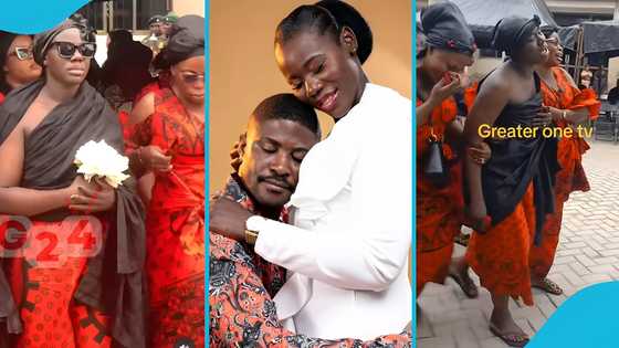 Stephen King Amoah's wife devastated as she mourns at his funeral service, video evokes sadness