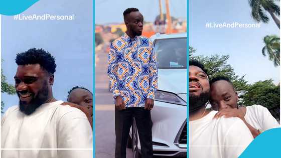 Akwaboah hides his face from camera as Donzy records him after social media backlash