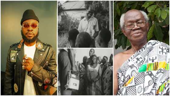 Manifest: Ghanaian Musician Drops Video Of His Grandfather In The 60s Recording Songs Of Poetry From Villagers