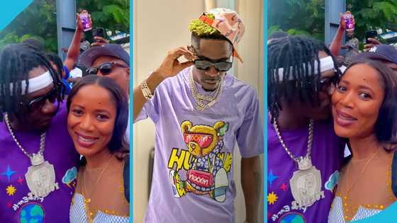 Shatta Wale gives a fan a peck in a video, she blushes and asks for more