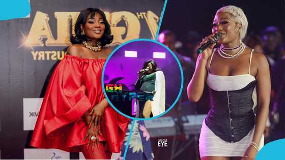 Efya Nokturnal proudly shows off her baby bump as she performs with Sarkodie on stage