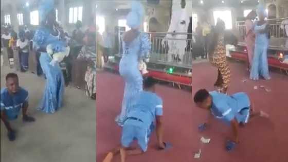 Joy as disabled man and wife dance to offer thanks in church after welcoming a child; Ghanaians react