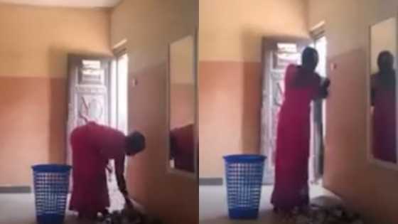 Many react as woman steals church offering & pretends to pray upon being caught