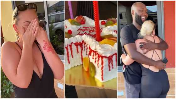 'Oyibo' lady cries tears of joy as she gets surprise b'day gift, peeps in their feelings over emotional video