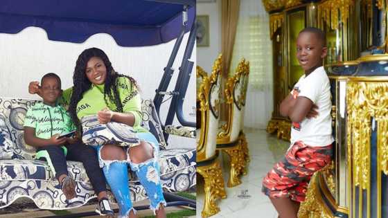 Tracey Boakye's son flaunts his mom riches in new video; fans react