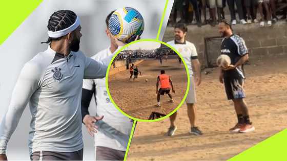 "He is So Humble": Ghanaians React as Memphis Depay Plays on Grassless Pitch in Nima