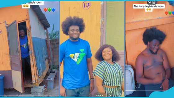 Ghanaian lady dating guy who lives in a kiosk shows his room in video