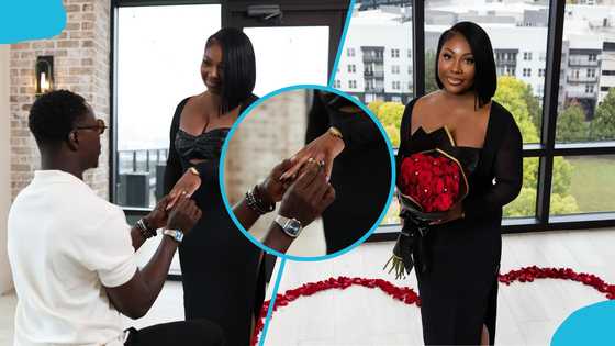 Romantic gesture: Ghanaian footballer propose to US girlfriend in Romeo & Juliet style (Photos)