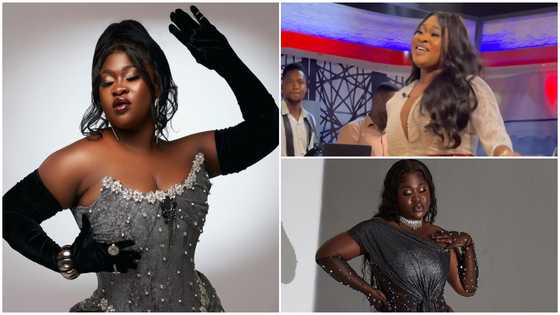 Sista Afia wows United Showbiz fans with her see-through ruched dress and glamorous hairstyle