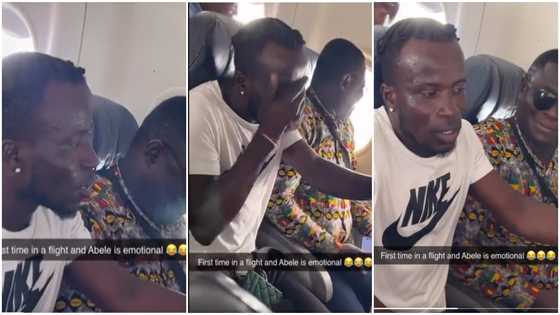 Asamoah Gyan’s top fan Abele sweats and cries on his first plane experience