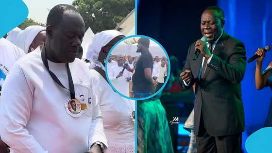 Elder Mireku's father's funeral: Crowd rejoices as gospel singer calls his bodyguard to perform