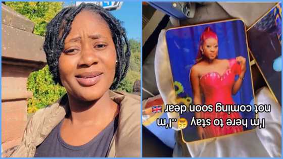 Ghanaian lady moves to UK, tells friends not to expect her soon: "I even brought my picture frames"